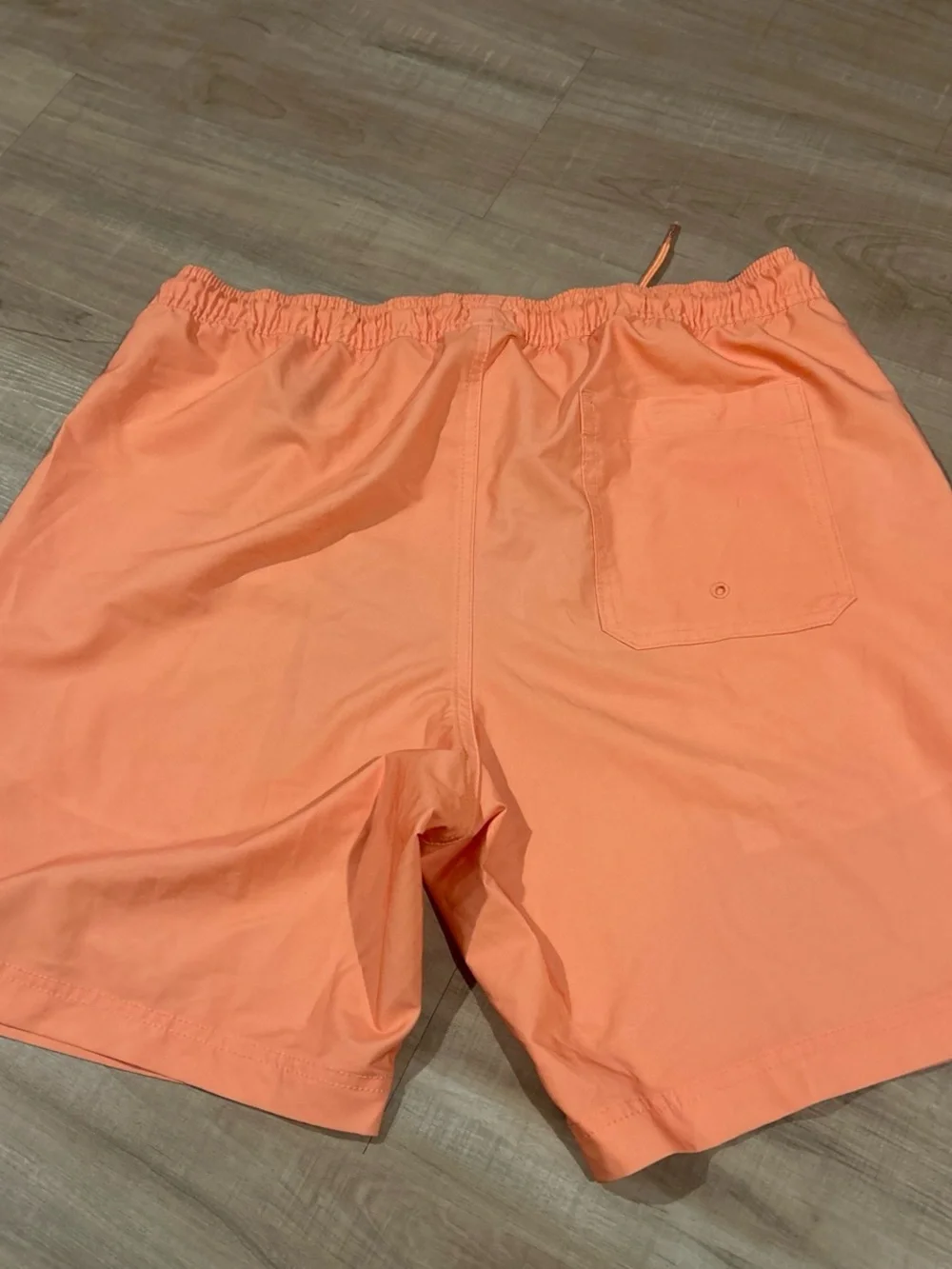 Men's Bright Orange Elastic-Waist Swim Trunks
